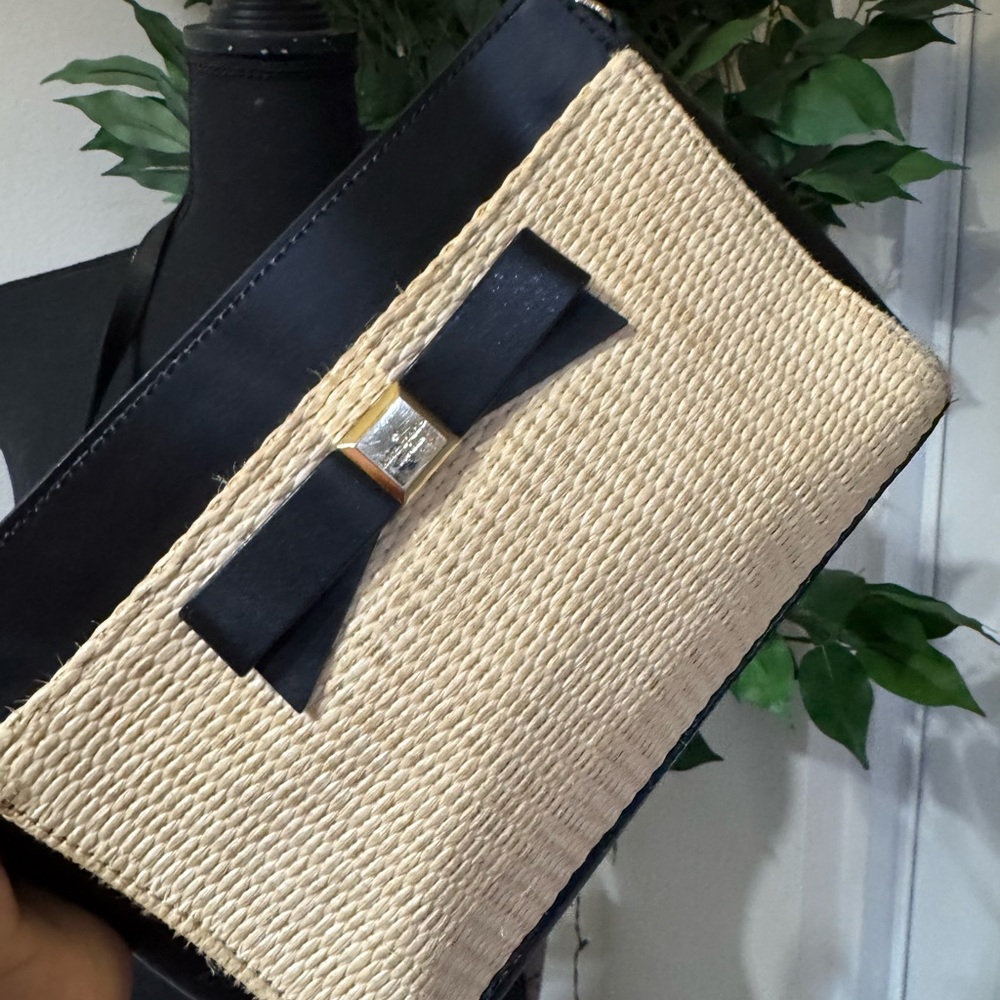 Kate Spade New York Montford Park Straw & Black w/ Gold Crossbody Bag / Purse - Picture 3 of 16